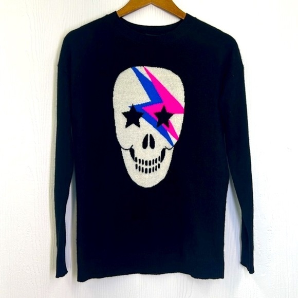 Aqua Cashmere - NWT Aqua Skull Lightning 100 Percent Cashmere Sweater Size Small - Picture 6 of 10